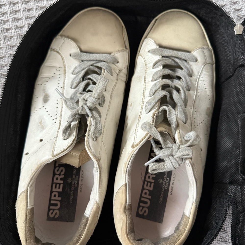 Golden Goose Superstar White Distressed Sneakers